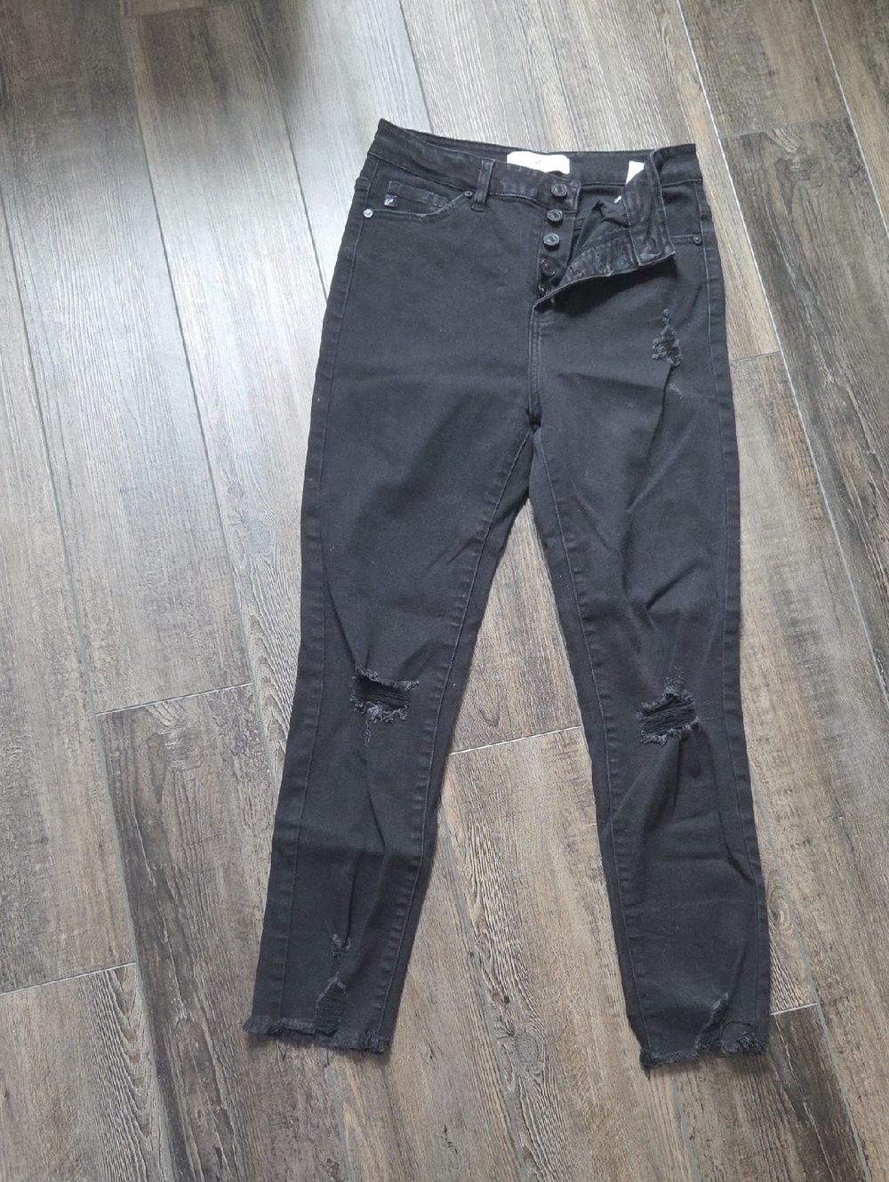 Kancan Women's High-Rise Distressed Skinny Jeans - Black